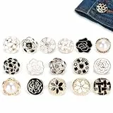 30 Stück Frauen Shirt Brosche Knöpfe, Knöpfe Ohne Nähen, Nähen in Faux Imitation Pearl Buttons, Cute Emaille Damen-Sicherheitsbrosche Mit Knopfverschluss Für Strickjacken, Kleidung