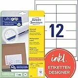 AVERY Zweckform 4781 Adressaufkleber (300 plus 60 Klebeetiketten extra, 97x42,3mm auf A4, Papier matt, bedruckbare Absenderetiketten, selbstklebende Adressetiketten mit ultragrip) 30 Blatt, weiß
