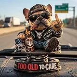 Too Old To Care Armaturenbrett-Wackelkopf – robuste Bulldogge Wackelkopf-Figur, lustiger Wackelkopf aus Harz, Mini-Armaturenbrett-Hund für Auto-Dekoration und Biertag-Zubehör