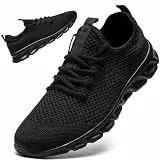 Linenghs Herren-Laufschuhe, Tennis, Fitnessstudio, Sneaker, lässig, zum Hineinschlüpfen, leicht, athletisch, Workout, atmungsaktiv, modische Sportschuhe, A Schwarz, 42.5 EU