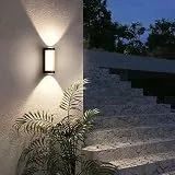 JZCDR Aussenlampe Wand Terrasse Up and Down LED Wandleuchte Aussen Aluminium Schwarz Warmweiß Aussenleuchte Hauswand Außenwandleuchte Wasserdichte IP65 Ausenbeleutung für Eingang Garten, 3000K
