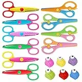 Asdirne Schere für Kinder, Set mit 16 gezackten Scheren, eine Vielzahl von lustigen Mustern, einschließlich 6 Zickzackscheren für Kinder, 4 Paar Kinderscheren und 6 Papierstanzer