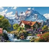 MISITU Puzzle 1000 Teile für Erwachsene und Kinder ab 14 Jahren Klassische Puzzles, Bergvilla Puzzle 1000 Teile