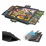 Puzzletisch 1000 Teile, Puzzlebrett mit 6 Schubladen, Kippbares Puzzle Board mit 2-in-1-Ständer und Abdeckung, Superleichtes Filz Puzzle Table für Erwachsene und Kinder, Tragbarer Puzzleplatte