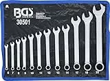 BGS 30501 | Maul-Ringschlüssel-Satz | 12-tlg. | SW 6 - 22 mm | inkl. Tetron-Rolltasche | Gabelringschlüssel