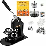 VEVOR Knopfmacher-Maschine, mehrere Größen 58 + 32 mm Abzeichen-Stanzer-Set, Kinder DIY Geschenke Pin Maker, Knopfherstellung Zubehör mit 500 Stück Knopfteilen & Kreisschneider & Zauberbuch