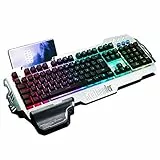 RedThunder K900 Halbmechanisch Gaming Tastatur [Version 2024], QWERTZ Deutsch Layout, RGB Beleuchtete, Ganzmetallpaneel, 26 Tasten Anti-Ghosting, Für PC/Laptop/Xbox One Gamer