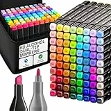 Artistro 80 Dual-Tip Alkoholmarker – Alkoholbasierte Stifte-Set, Meißel- + Feine Spitze, Schnell trocknend, Inklusive Tragetasche