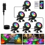 NATPOW Bluetooth APP Teichbeleuchtung LED Unterwasser, Unterwasserbeleuchtung RGB Teichlicht mit Fernbedienung, IP68 wasserdicht, Farbwechsel Gartenbeleuchtung für Garten, Patio, Baum(6 in 1)