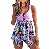 Saymany Tankini Damen Zweiteilig Badeanzug Push Up Bademoden Bauchweg Tankini Set Drucken Oberteile Und Badeshorts Badeanzug Beachwear Zweiteiler Mode Tankinis Mit Pads