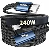 toocki 240W USB C auf USB C Kabel 3M, 90 Grad Winkel USB C Ladekabel PD3.1 Nylon Geflochten Schnellladekabel USB Typ C für iPhone 17 17 Pro Max Samsung Galaxy S25 Ultra Pixel 7 MacBook Air (Blau)