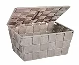 WENKO Aufbewahrungskorb mit Deckel Adria Taupe - Badkorb mit Deckel, Polypropylen, 19 x 10 x 14 cm, Taupe