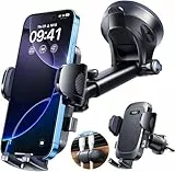 [2025 Militär-Klasse] YRU Handyhalterung Auto Handy Halterung Auto [Stärkst Saugnapf & Clip] Universal Auto Handyhalterung Armaturenbrett Scheibe Lüftung für iPhone 17 Pro 16 Samsung S25 ultra Schwarz