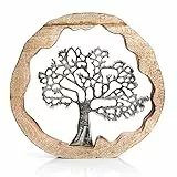 Logbuch-Verlag Lebensbaum Deko Geschenk Baum Deko Geburtstag Hochzeit Silber zum Hinstellen + Aufhängen Metall Holz 30 cm