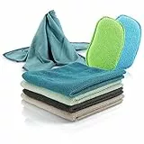 com-four® 7-teiliges Putzset aus Mikrofaser - Reinigungsset zum feuchten Wischen, Reinigen und Polieren - Mikrofasertücher und -schwämme (07 TLG. - Putzset)