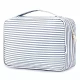 Narwey Kulturtasche Damen - Kulturtasche Zum Aufhängen, Kulturbeutel für Damen & Herren Kosmetiktasche - Waschtasche (Graublaue Streifen)