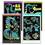 TECJOE LCD Schreibtafel 4 Pack, 8.5 Zoll Tablet für Kinder und Erwachsene, Löschbarer, Wiederverwendbarer Schreib-Zeichenblock, mit Abschließbar Löschen-Taste (Blau+Rosa+Gelb+Lila), H10A