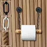 DEKAZIA® Toilettenpapierhalter Holz | Toilettenpapierhalter ohne Bohren schwarz | Klopapierhalter ohne Bohren | Klorollenhalter ohne Bohren | WC Papier Halterung | Klopapier Halterung WC Rollenhalter