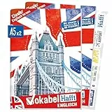 Häfft® 2 x Englisch Vokabelheft A5 mit 2 Spalten, liniert 64 Seiten - mit Sprüchen, Infos zu Kultur und Umgangssprache, Grammatik, Lernkontrollsystem, Stickern u.v.m