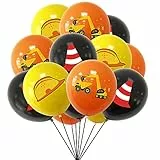 POPOYU 15 Stück Baufahrzeug Geburtstagsdeko,12 Zoll Construction Party Ballons Baufahrzeug Luftballons Kindergeburtstag Bagger Latexballons Deko für Baufahrzeug Theme Geburtstag Party Dekoration