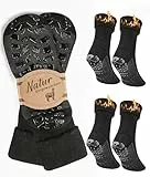 Bobelle Wear 4 Paar Alpaka Socken mit Anti Rutsch,Wollsocken Herren,Thermosocken Damen, Warme Winter Stoppersocken (DE/NL/SE/PL, Numerisch, 43, 46, Regular, Regular, Schwarz)