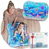 Mallie® Wassermatte Baby XXL 95x75 CM [100% BPA & Schadstoff-Frei] ab 3, 6 und 9 Monate im Ozean Blau Design I Baby Spielzeug, Spielzeug Ab 6 Monate als Wassermatte Baby und Baby Spielzeug 6 Monate
