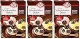 RUF Schokoladen-Dekor, 48 Ornamente aus Zartbitter-Kuvertüre, zum Garnieren & Dekorieren von Torten, Kuchen, Gebäck & Eis, glutenfrei & vegan,1 x 38g (Packung mit 3)