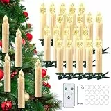 cimetech 20er Christbaumkerzen Kabellos Led Schwebende Kerzen Weihnachtsbaumbeleuchtung Lichterkette Weihnachtsbaum Warmweiß Weihnachtsdeko mit Fernbedienung Timer