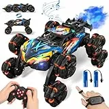 AYIQUTY Ferngesteuertes Auto, Ferngesteuertes Auto ab 3 4 5 6 7 8 9 10 Jahre, 8WD Stunt und Handsteuerung, RC Drift mit LED Licht, Musik und Spray, RC Spielzeug Geschenk ab 3-12 Jahre Junge
