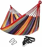 SONGMICS Hängematte Mehrpersonen 210 x 150 cm, TÜV Rheinland, Belastbarkeit bis 300 kg, für Outdoor Camping Wandern Garten, Bunt GDC210, Large