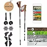 ATTRAC Wanderstöcke Trekkingstöcke verstellbar Teleskop Hiker inkl. Workout I 67-136 cm Aluminium mit Natur Kork Griff I GRATIS Nordic Walking/Fitness App (Hiker)
