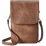 BOSTANTEN Klein Handytasche zum Umhängen, PU Leder Handy Umhängetasche Damen, Handytasche mit Geldbörse zum Umhängen, handtasche damen umhängetasche für Designer Braun