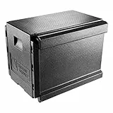 thermohauser EPP-Thermobox Combi Junior GN 1/1 für 70 Liter - 63 x 50 x 50 cm - Fronteinschub mit 10 Einschubleisten und 1 Trennsteg zum Transport von GN-Tabletts, Schwarz