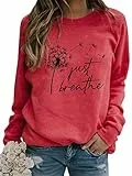 Dresswel Damen Löwenzahn Sweatshirt Langarmshirt Pusteblume Drucken Pullover Herbst Winter Bluse Tops Oberteile(Mintgrün, M)