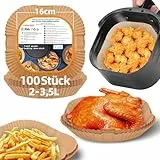 HONYAO Backpapier für Heißluftfritteuse 2-3,5 L, 100 Stück Quadrat 16x16 cm Air fryer Baking Papier Liners Antihaft Einwegpapier Zubehör kompatible mit Philips Cosori Tefal Klein Airfryer
