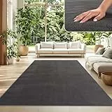 TT Home Wohnzimmer Teppich Kurzflor Anti-Rutsch Rückseite Unifarben Modern Waschbar, Farbe: Anthrazit, Größe:160x220 cm