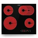 Klarstein Glaskeramik-Kochfeld - Einbau-Elektro-Kochfeld Mit 4 Platten, 6500 W, Modernes Design, Zum Kochen