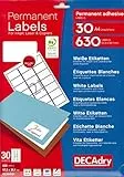 Apli DECAdry Mehrzweck-Etiketten, 63,5 x 38,1 mm, Weiß, 630 Stück