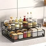 AZVFLY Gewürzregal Stehend Ausziehbar Satz: Faltbares Schubladen Design Küchenregal Moderner Einfacher Gewürz-Organizer Neue Küche Aufbewahrung Geschenk für Küche Grillparty Camping (Schwarz)