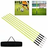 UISEBRT Slalomstangen Fussball Sprunghafte Agilität Stangen Set Slalom Poles Federbelastete Traingsstangen mit Tragetasche, für Agility und Koordinationstraining - 1,8m