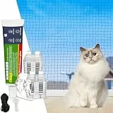Aystkniet Katzennetz für Balkon Ohne Bohren 4×3M inlk. Klebehaken & Silikonkleber, Robustes Katzennetz Drahtverstärkt, UV-beständig & Wetterfest Katzenschutznetz Balkon, Fenster & Terrasse