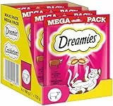 Dreamies Katzensnacks mit Rind – Traumhaft knusprige Taschen mit zarter Füllung im Mega Pack, 4 x 180g