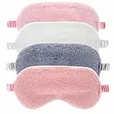 Lusofie Kinder Schlafmaske 4 Stück Plüsch Schlaf Augenmaske Augenbinde zum Schlafen Niedliche Flauschige Schlafaugenmaske Verstellbare Schlafmaske mit Gummiband für Damen Mädchen Kinder