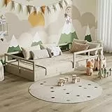 VitaliSpa Bodenbett Minno 90x200, Kinderbett aus Metall, Montessori Bett mit Rausfallschutz, niedrige Einstiegshöhe, Greige