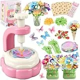 Herenear DIY Blumen Bastelset Kinder, Kreativ Blumen Basteln Spielzeug mit Blumenmaschine, Basteln Mädchen, Geschenk Mädchen 4 5 6 7 8 9 Jahre, Geschenk für Geburtstag Weihnachten Kindergeburtstag