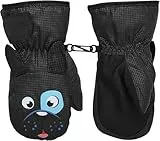 MoKo Kinder Skihandschuhe, Winddicht Wasserdicht Winterhandschue Warm Fäustlinge Sport Handschuhe für Skifahren Radfahren Snowboarden Outdoor-Aktivitäten für Jungen Mädchen von 1-3 Jahren - Schwarz