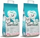 Sanicat – Weiße Klumpstreu – mit Duft von Rosenblättern | Hergestellt aus natürlichen Mineralien mit Geruchskontrolle | Absorbiert Feuchtigkeit für eine einfache Reinigung| Packungsgröße 8 l