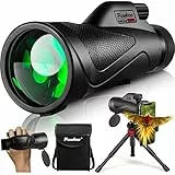Pankoo 12 x 60 Monokularteleskop High Powered mit Smartphone Adapter Stativ und tragbarer Tasche, größeres Vision Monokular für Erwachsene mit BAK4 Prisma eFMC Objektiv, geeignet für Vogelbeobachtung