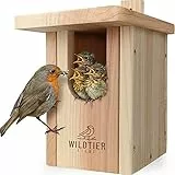 wildtier liebe Vogel Nistkasten Rotkehlchen aus Massiv-Holz, Verschraubt I Nistkästen nach NABU für Vögel, Nistkasten Rotkehlchen, Vogelhaus Brutkasten für Vögel, Wetterfest