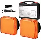 PROZOR Magnet Warnleuchte LED 2PCS Auto Gelbe Rückleuchten Set Notfall Warnleuchte IP65 18 Blitzmodi Magnetfuß für LKWs, Baufahrzeuge usw